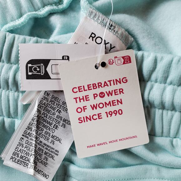 Roxy Womens XL Fleece Check Out Short Blue With Pockets New With Tags - Picture 6 of 6
